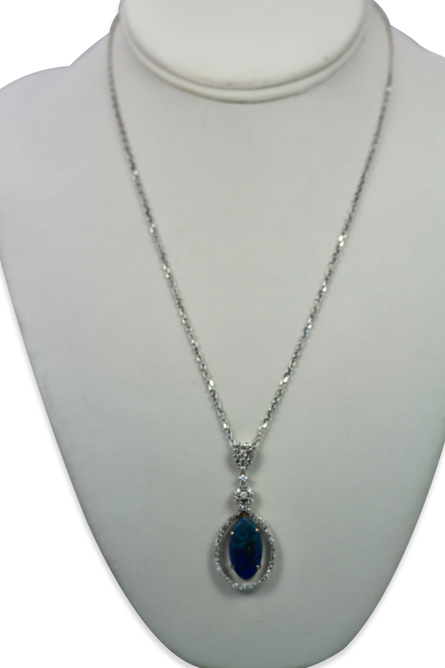 Crystal opal with diamond surround