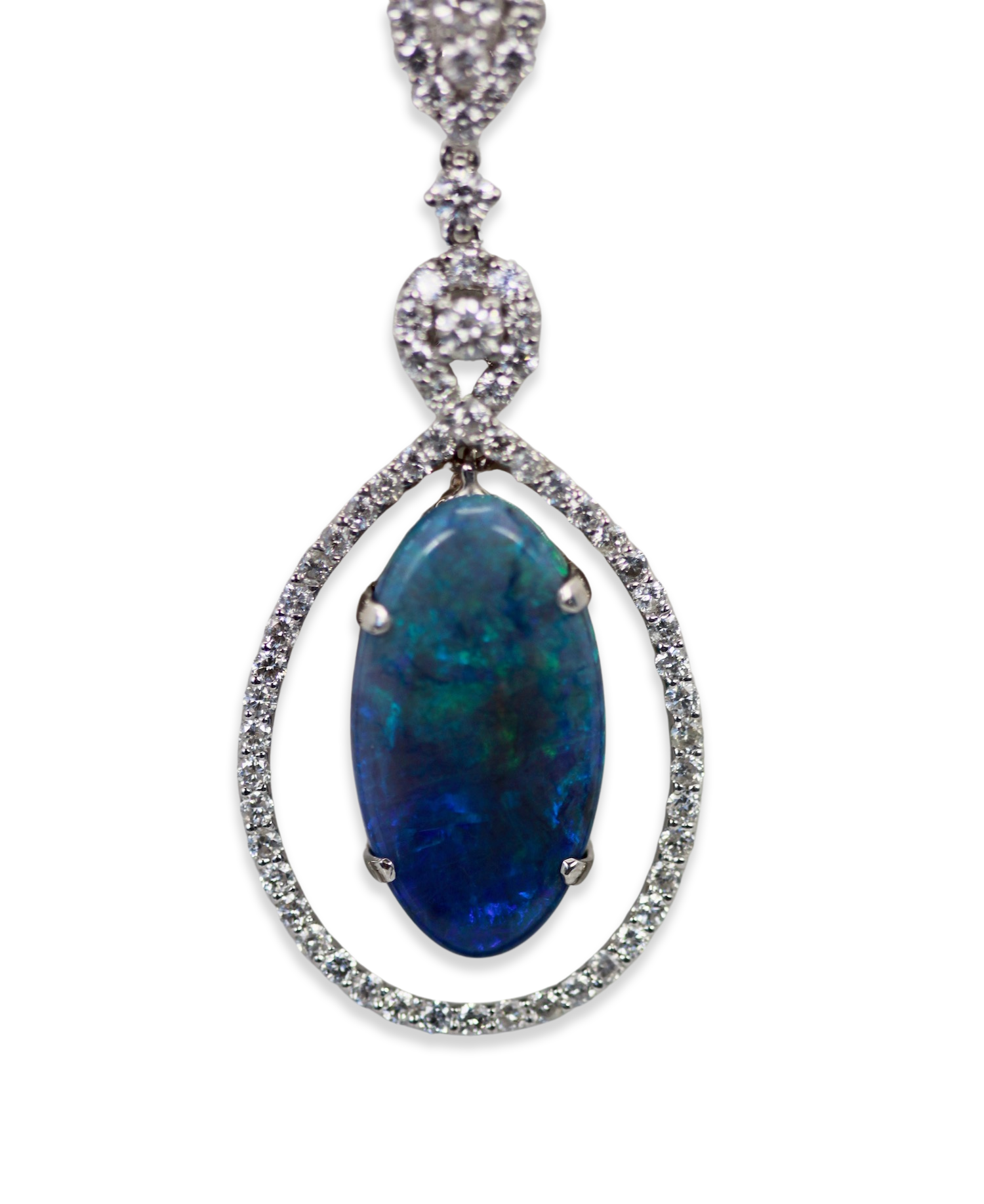 Crystal opal with diamond surround