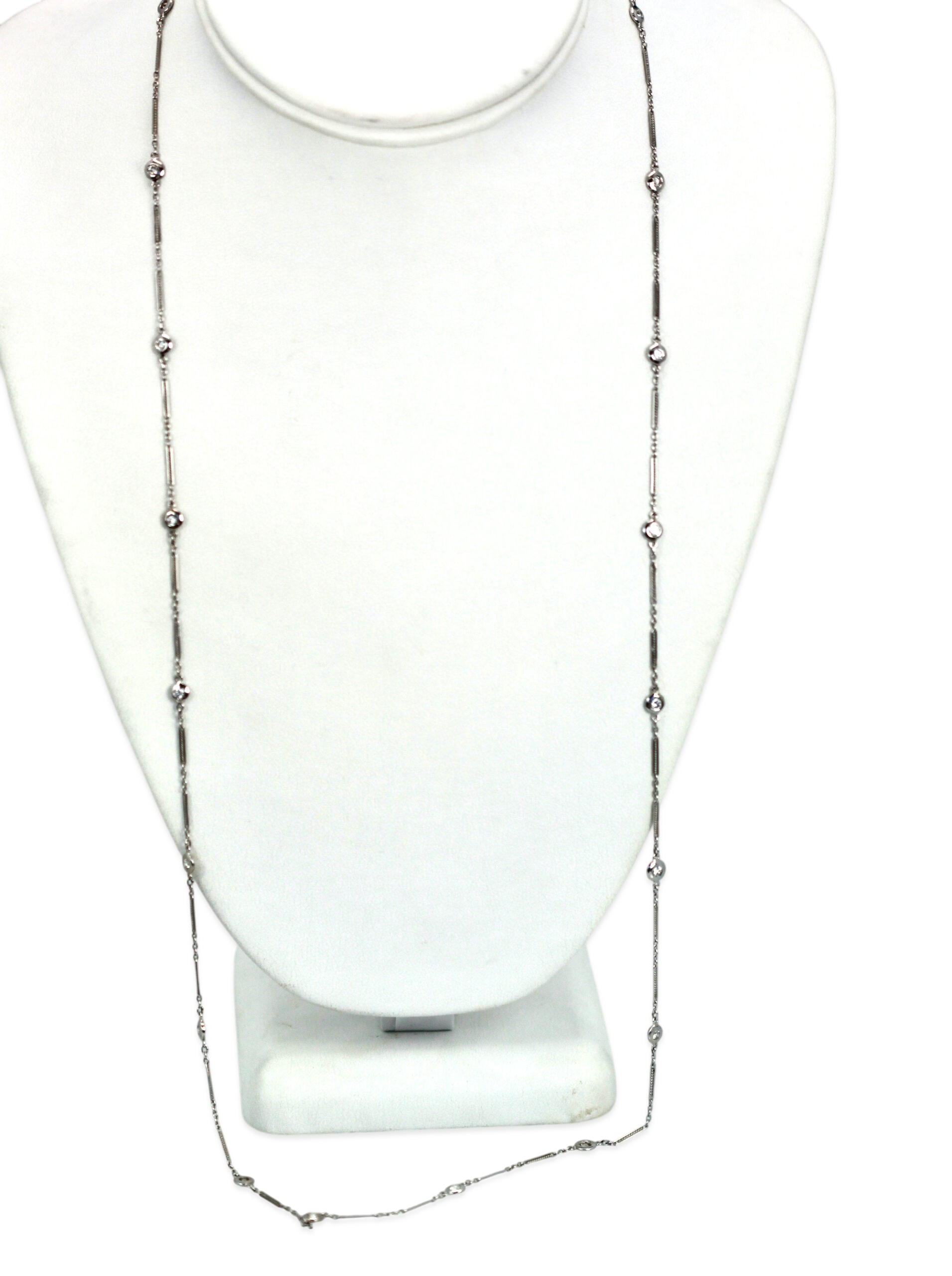 Diamond Station Necklace 14K WG