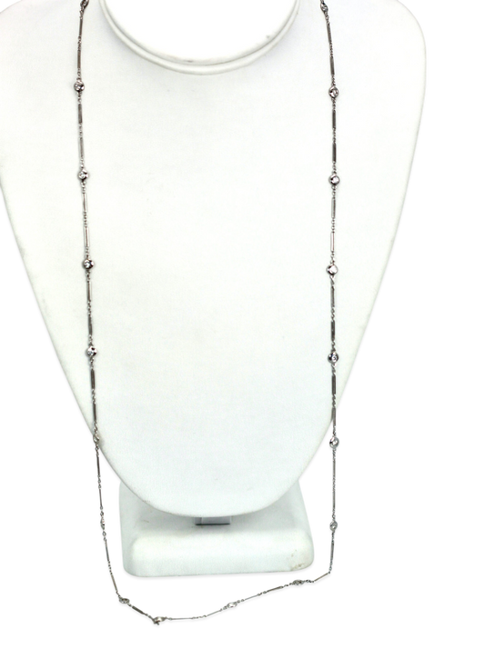 Diamond Station Necklace 14K WG