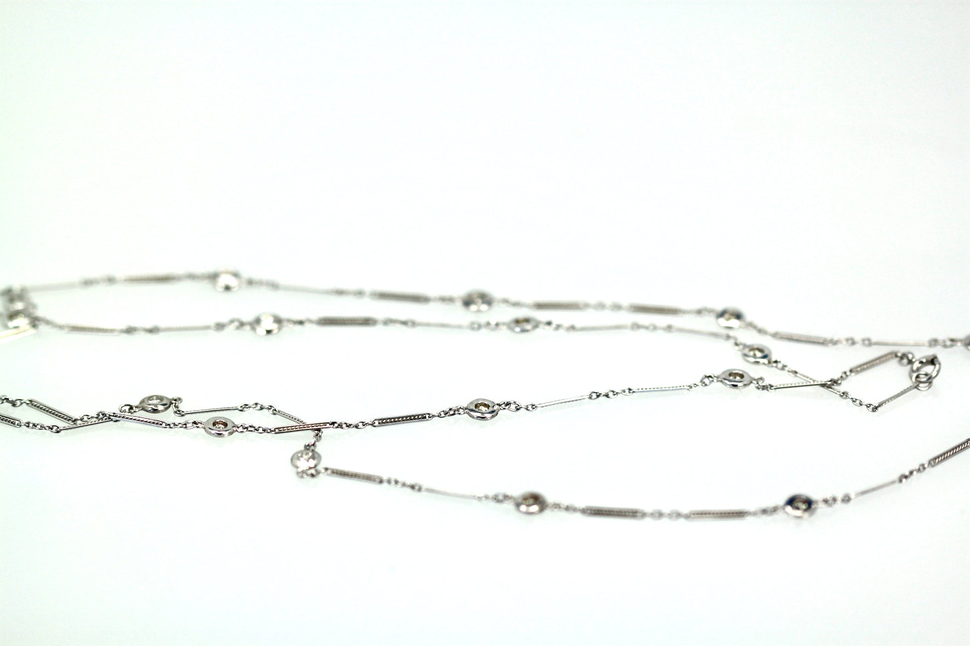 Diamond Station Necklace 14K WG