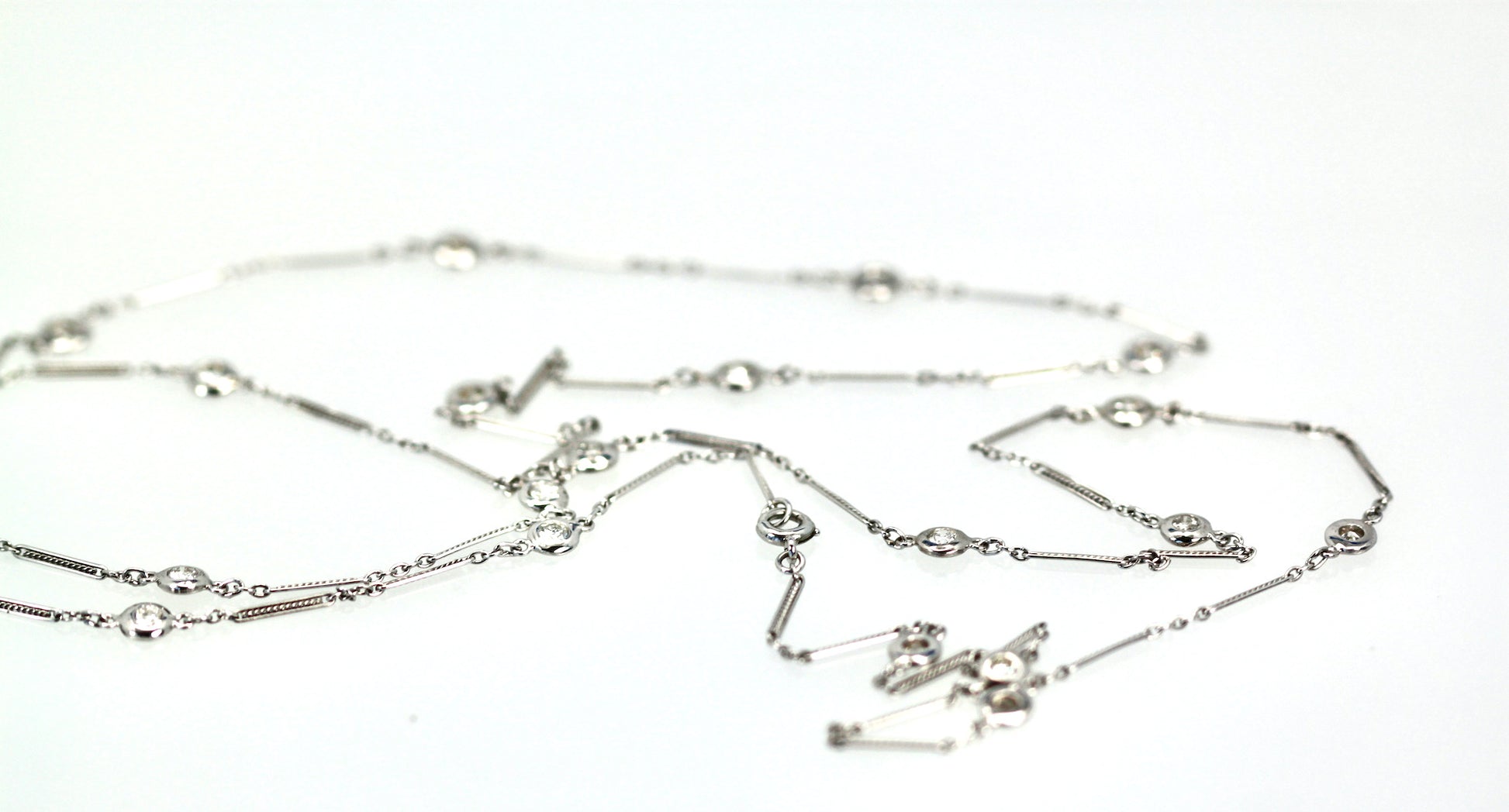 Diamond Station Necklace 14K WG