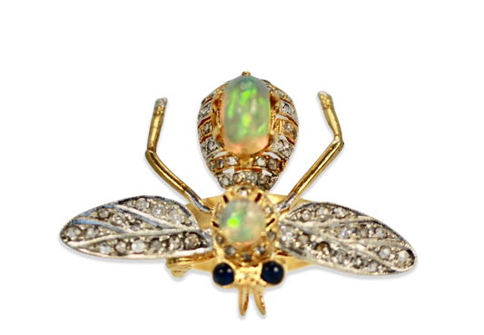 Articulated insect ring, opal