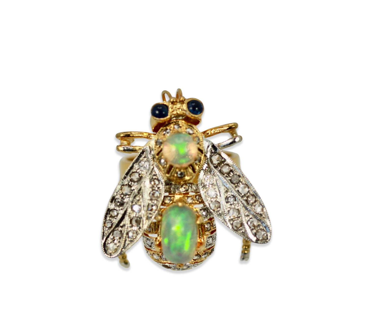 Opal and sapphire bee ring