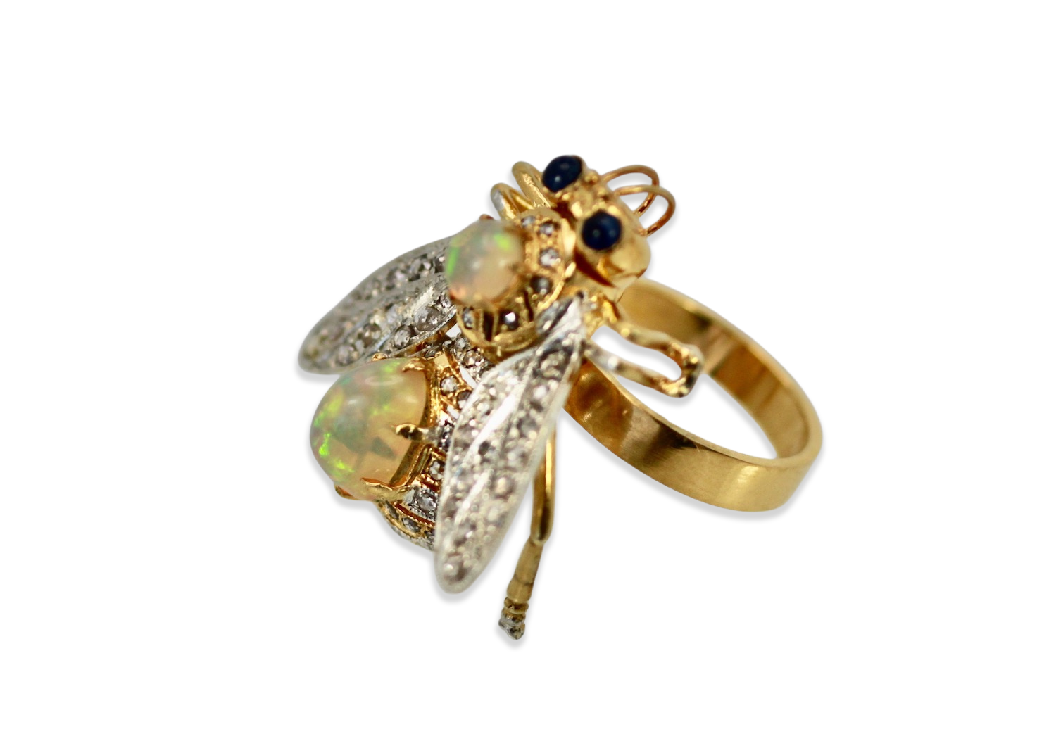 Articulated insect ring, opal