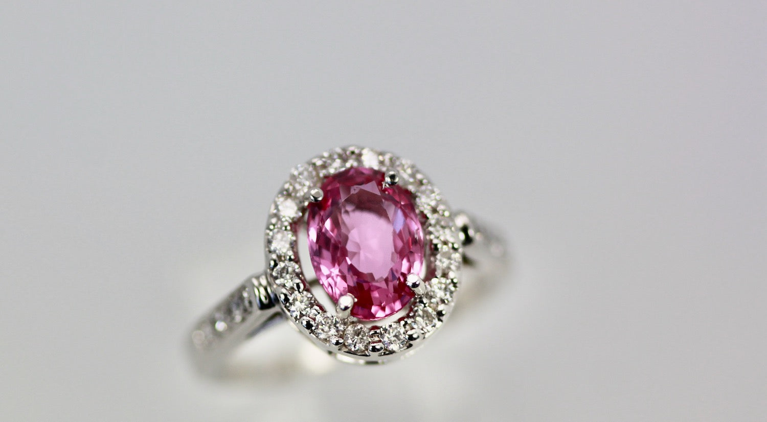 Pink Sapphire and Diamond Ring