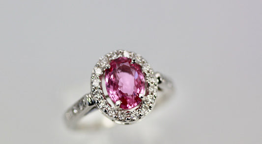 Pink Sapphire and Diamond Ring