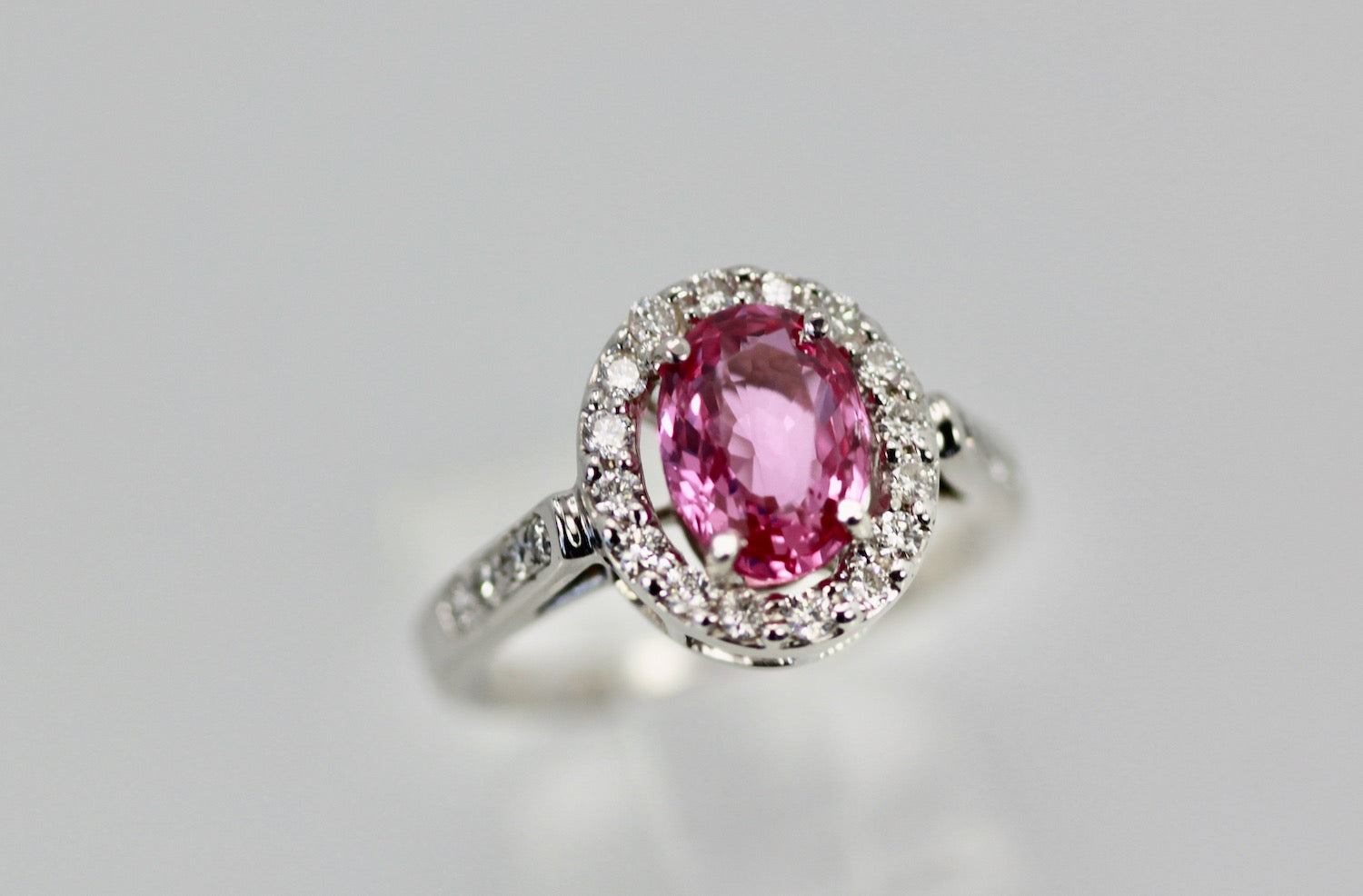 Pink Sapphire and Diamond Ring