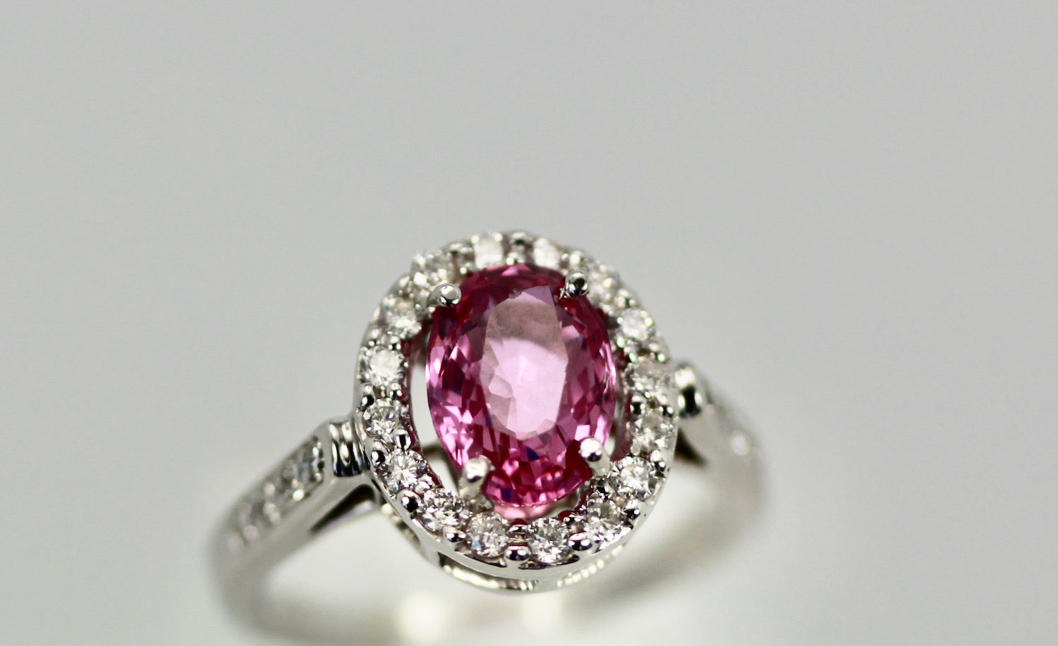 Pink Sapphire and Diamond Ring