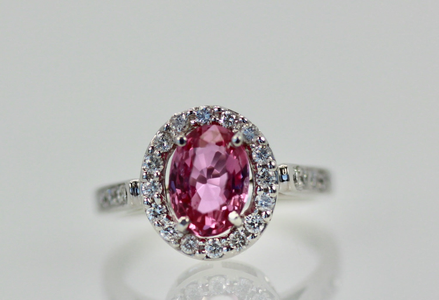 Pink Sapphire and Diamond Ring