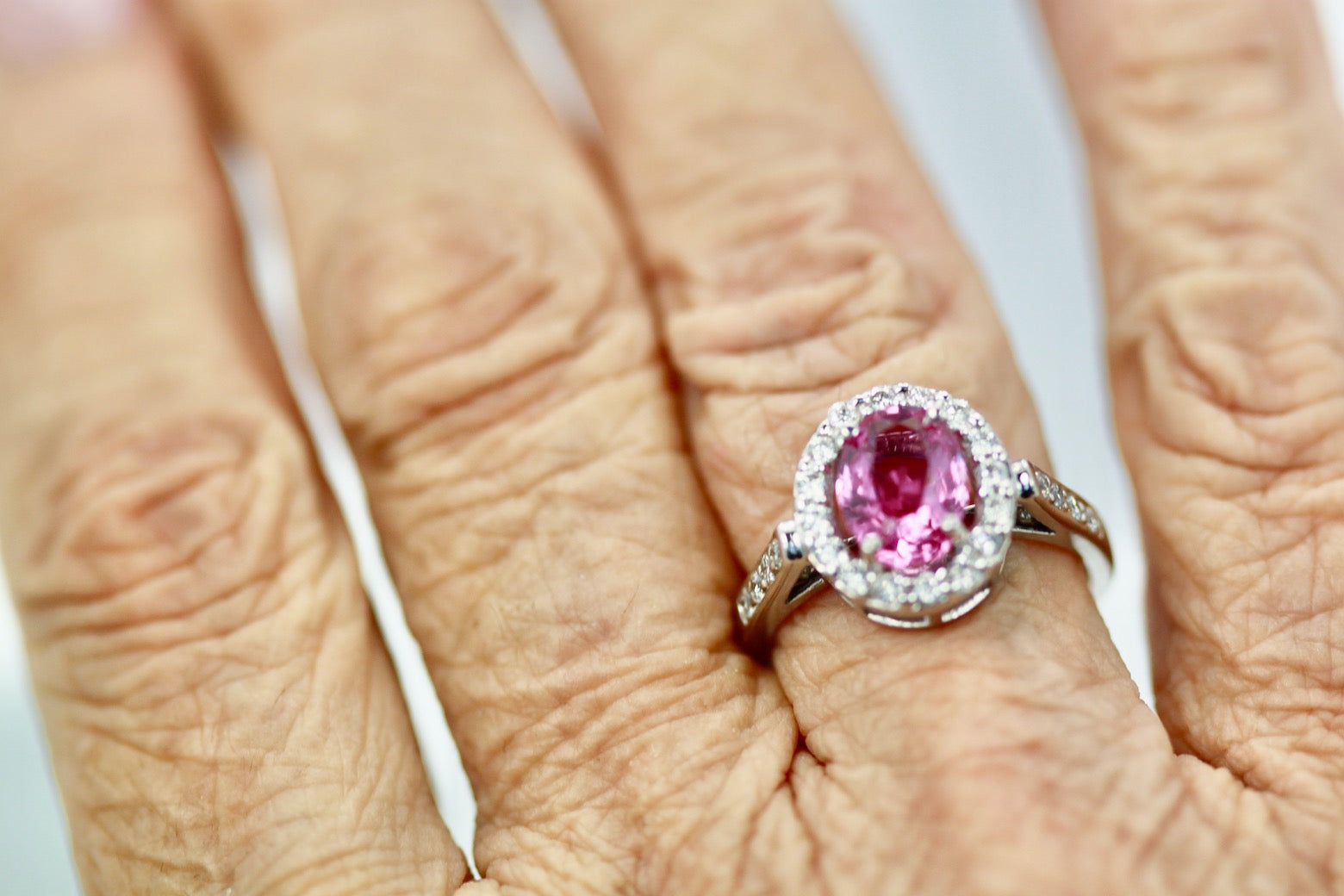 Pink Sapphire and Diamond Ring