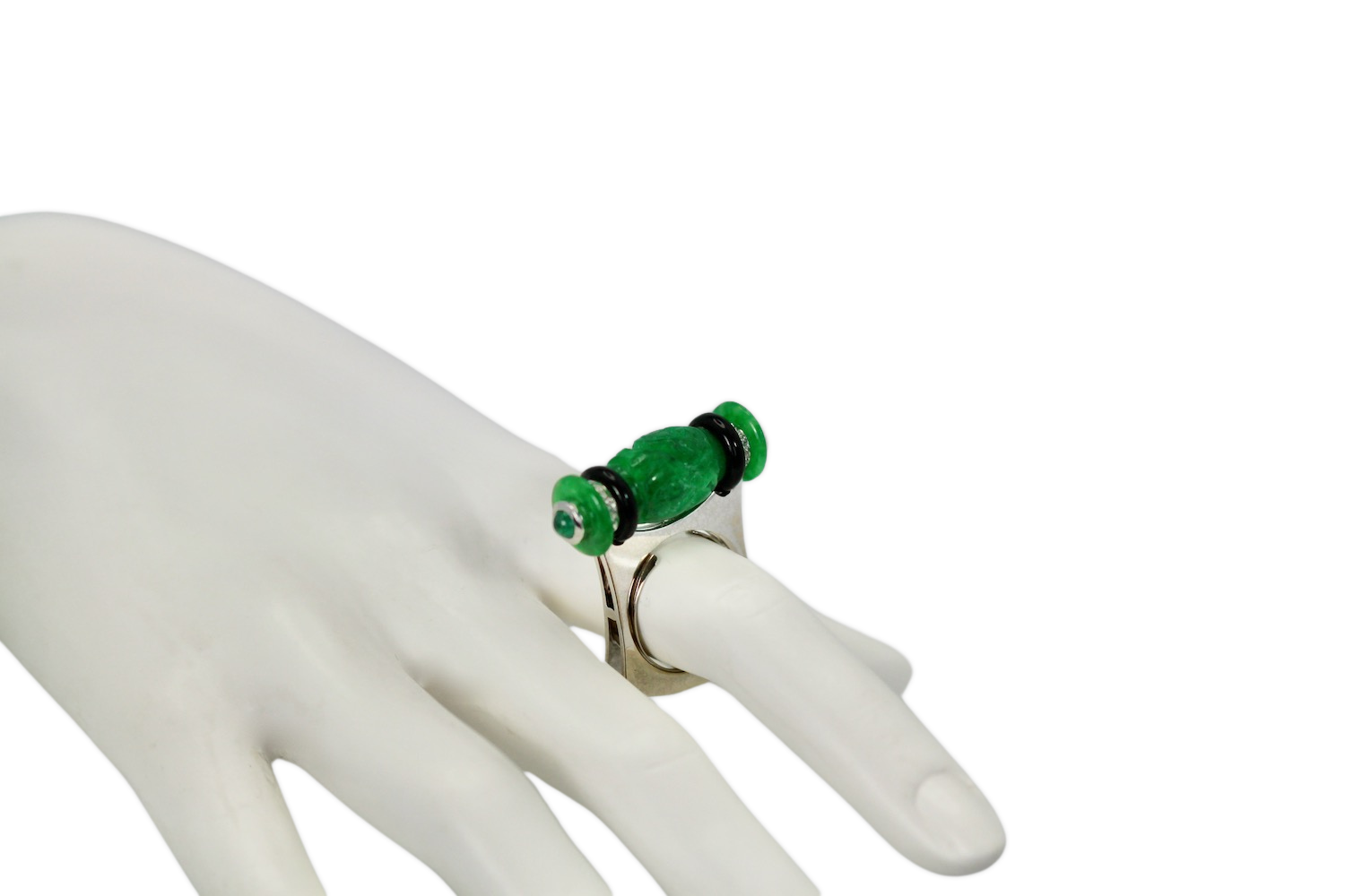 Carved Jade Emerald Ring