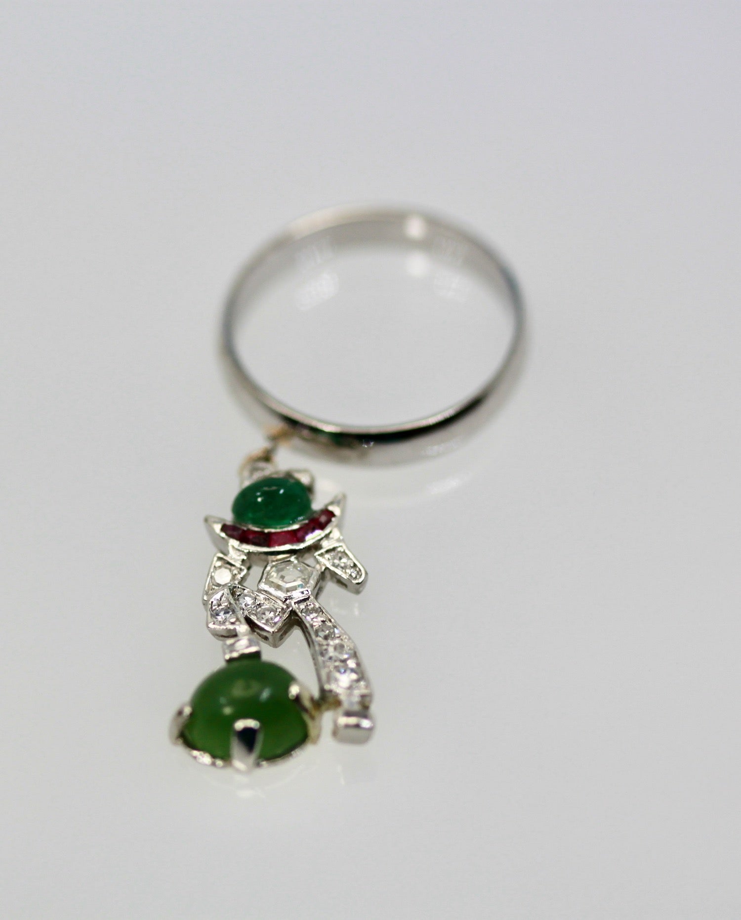 Art Deco Platinum "Melon Man" Charm Ring