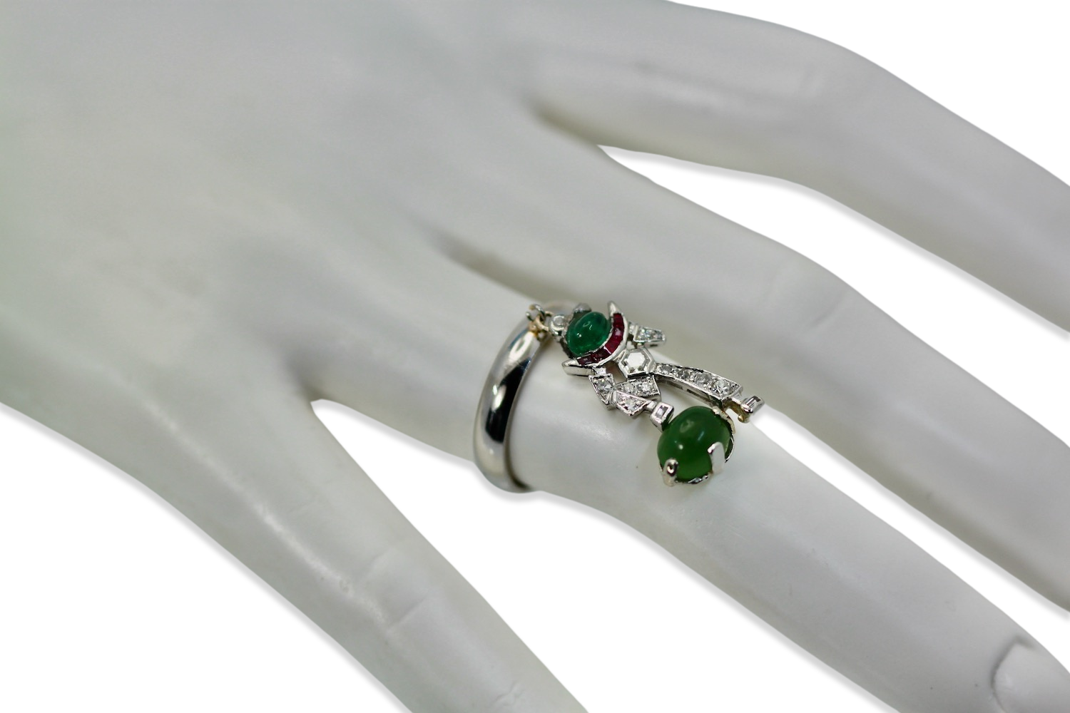 Art Deco Platinum "Melon Man" Charm Ring