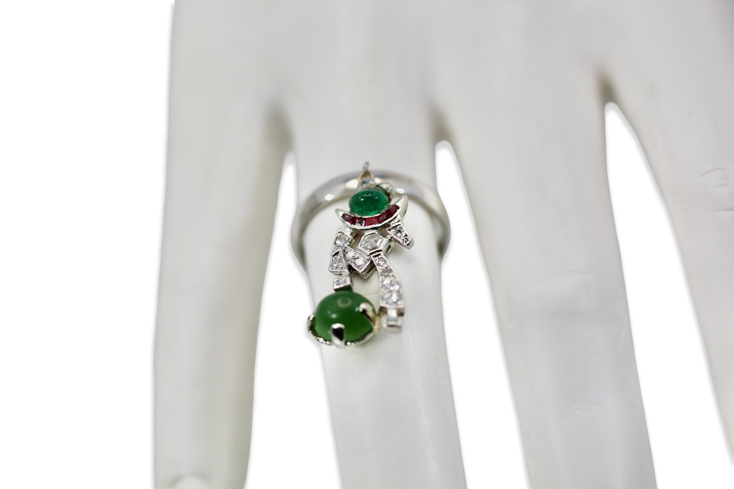 Art Deco Platinum "Melon Man" Charm Ring