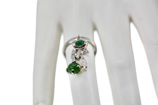 Art Deco Platinum "Melon Man" Charm Ring