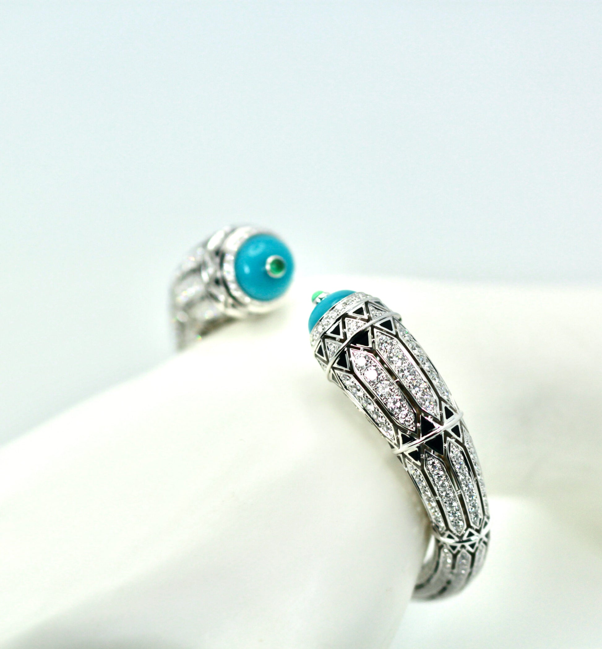 Cartier bracelet with black enamel, turquoise, and diamonds