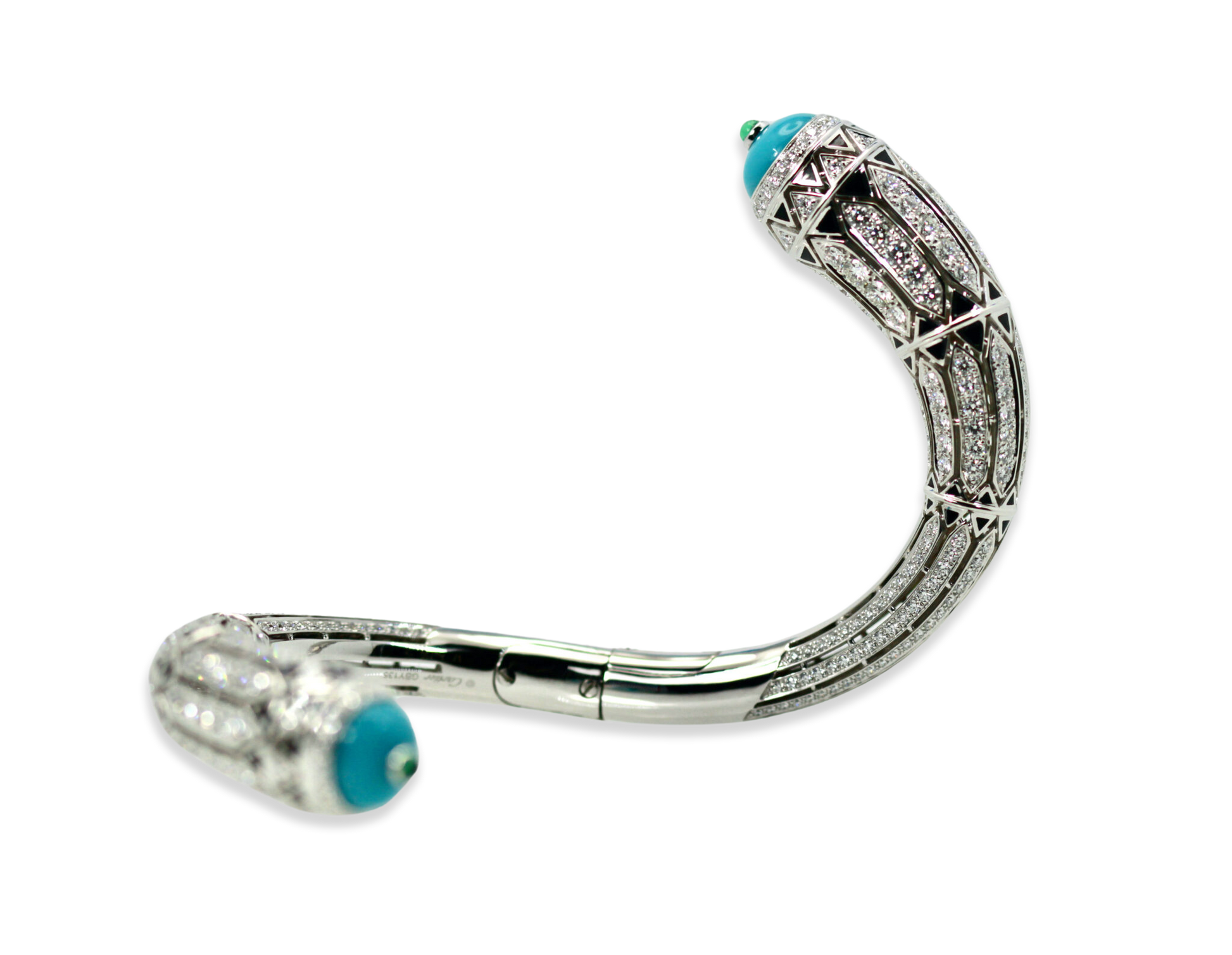 Cartier turquoise, enamel, and diamond Deco bracelet