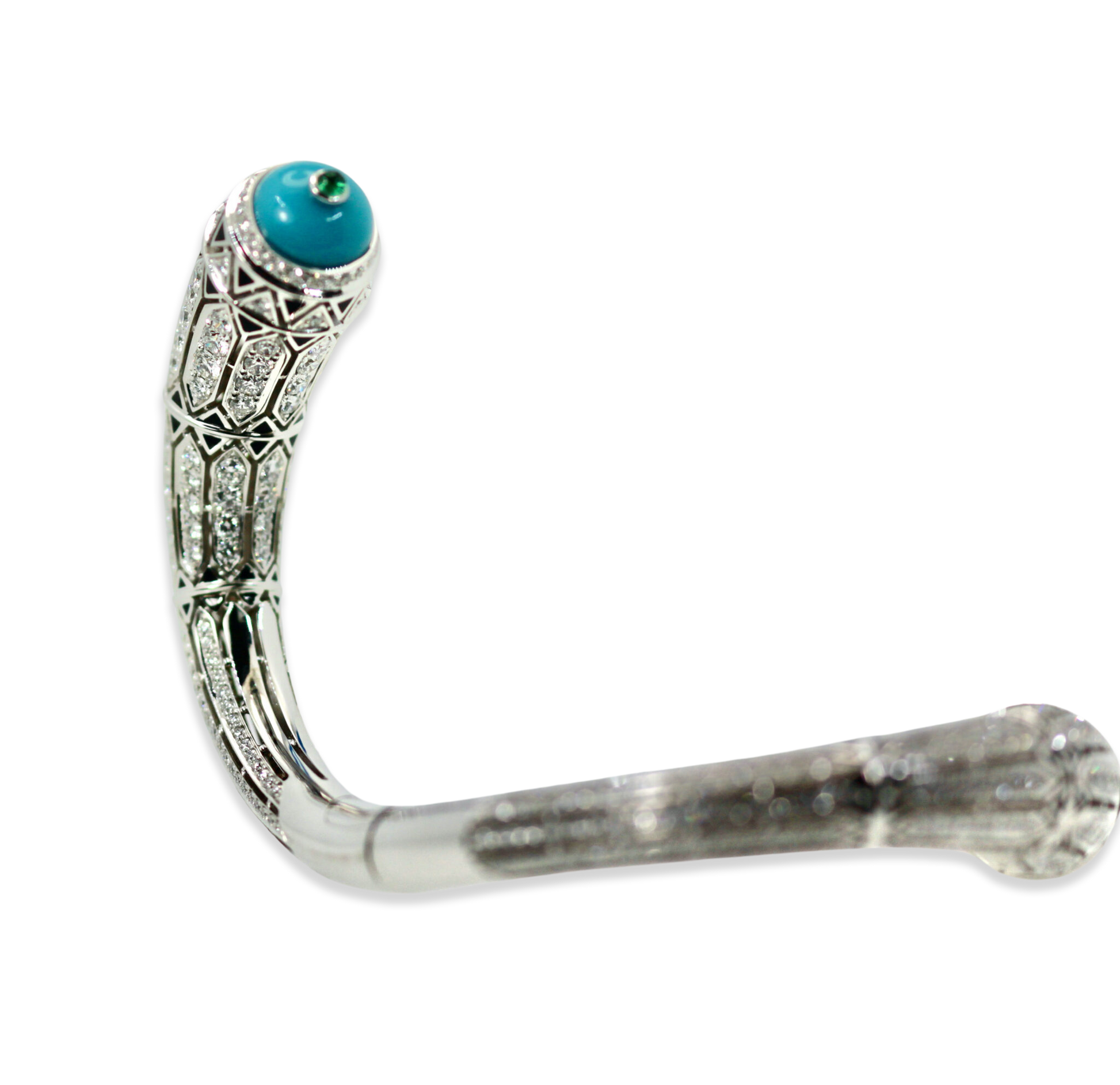 New Cartier diamond bracelet with emerald terminals