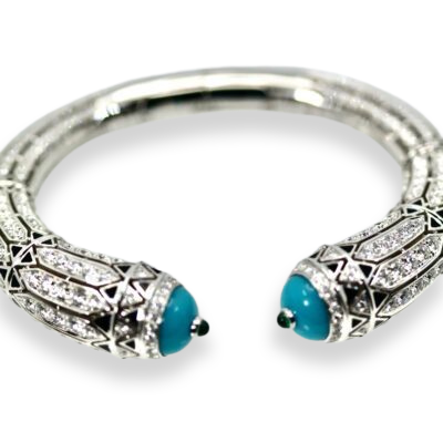 Cartier 2022 Deco bracelet with turquoise and emeralds