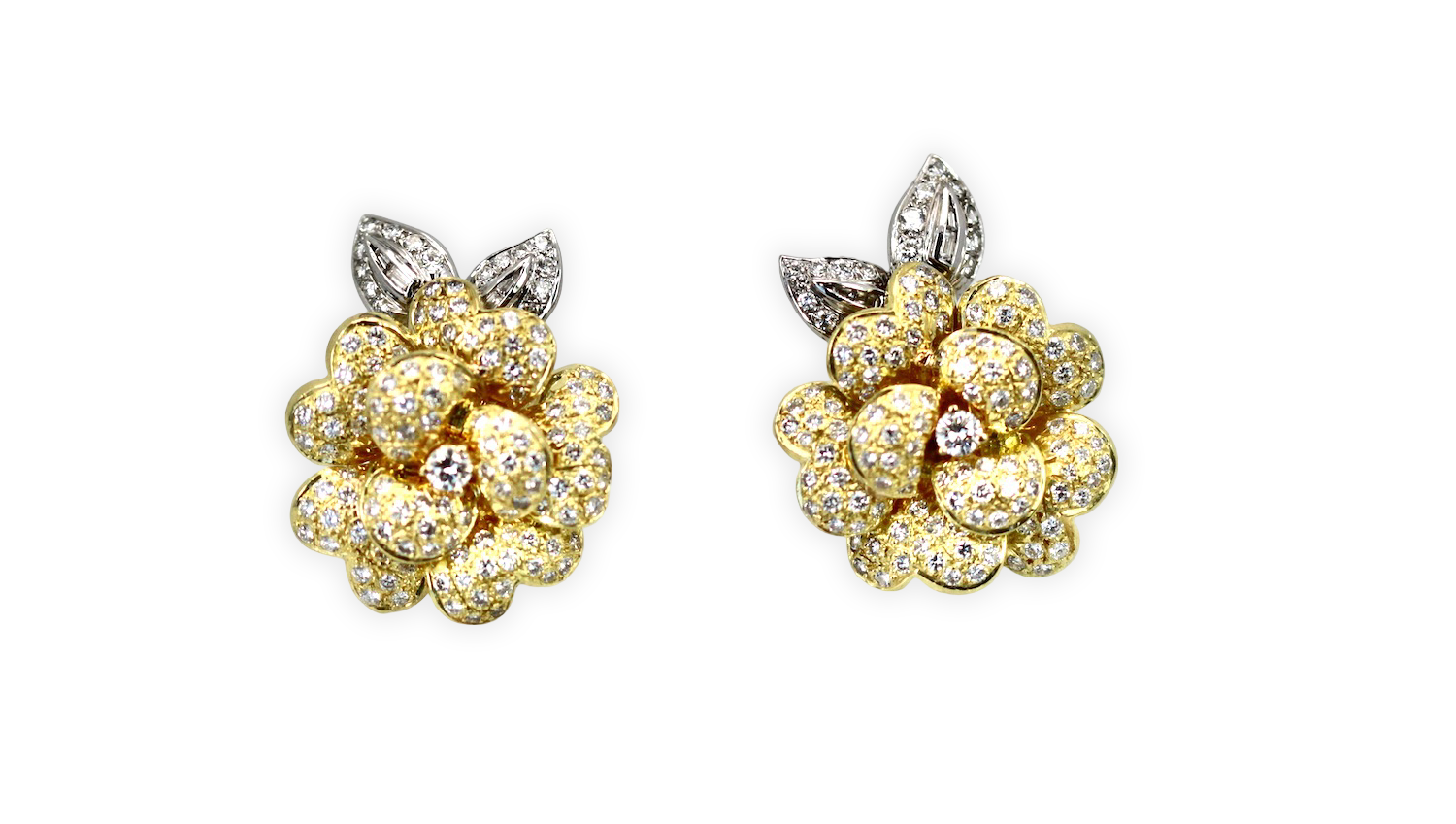 14K yellow gold rose earrings