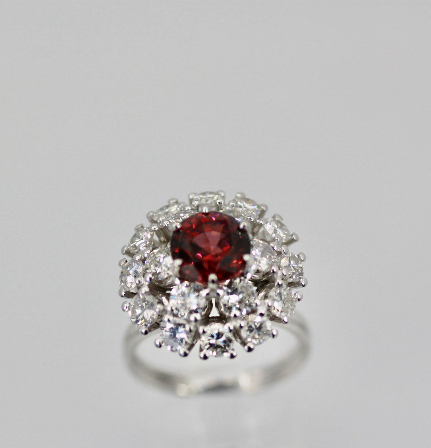 Natural Garnet Rhodolite Diamond Ring