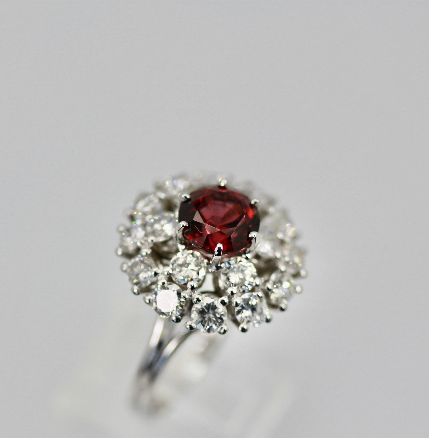 Natural Garnet Rhodolite Diamond Ring