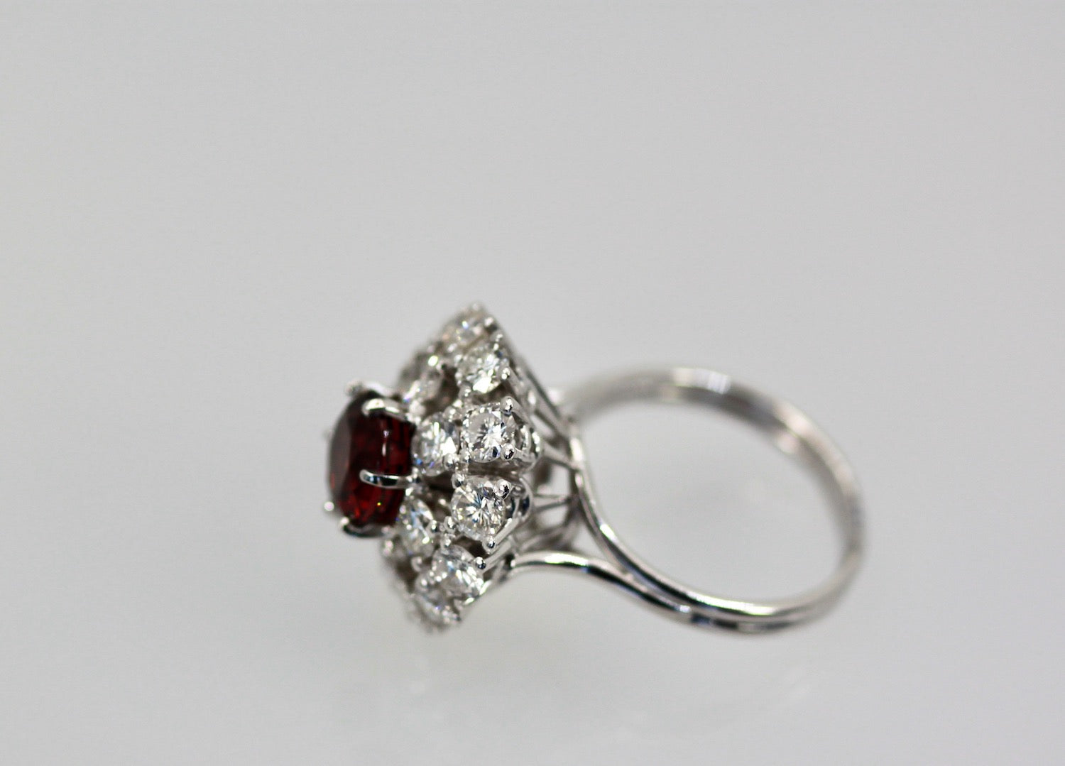Natural Garnet Rhodolite Diamond Ring