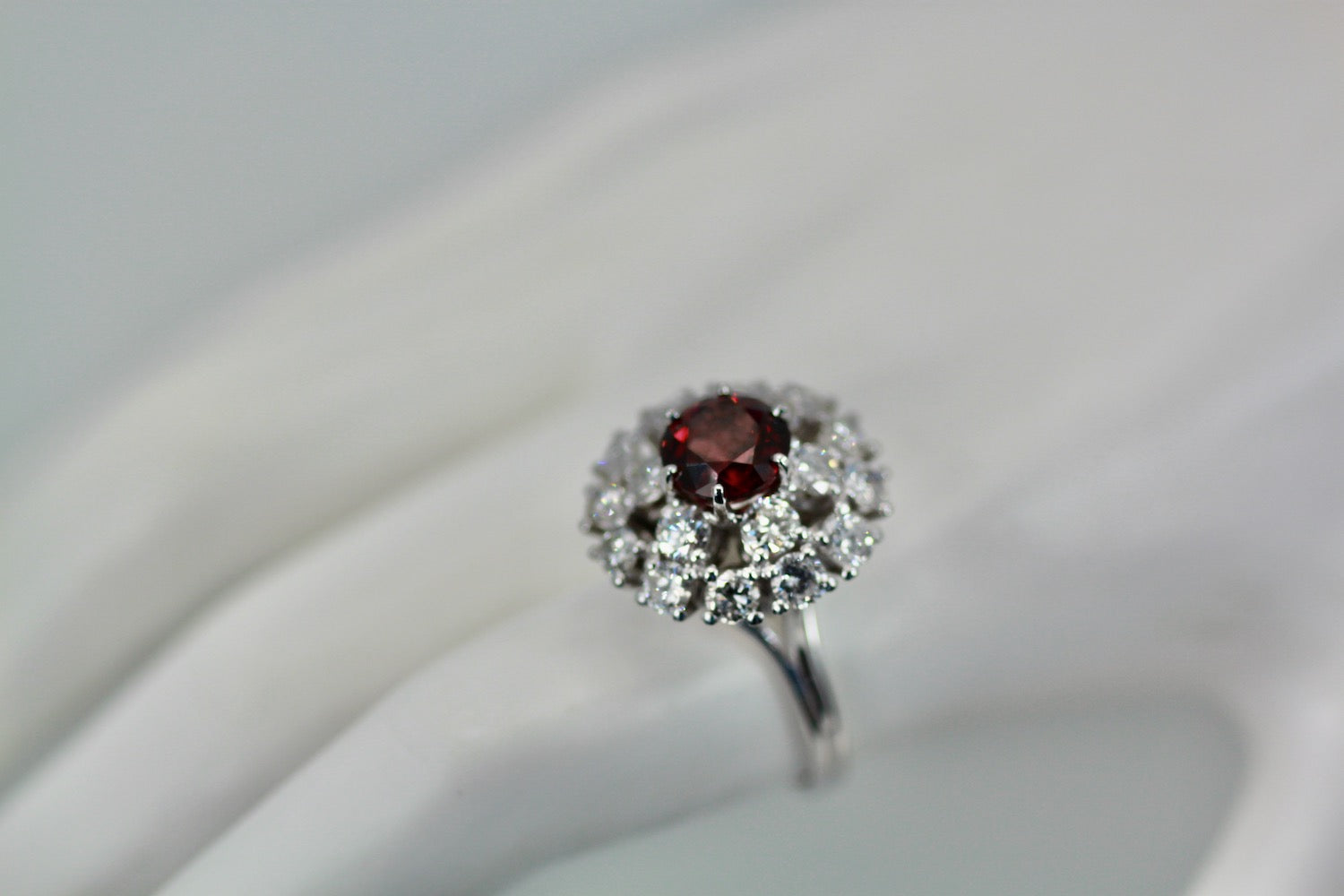 Natural Garnet Rhodolite Diamond Ring