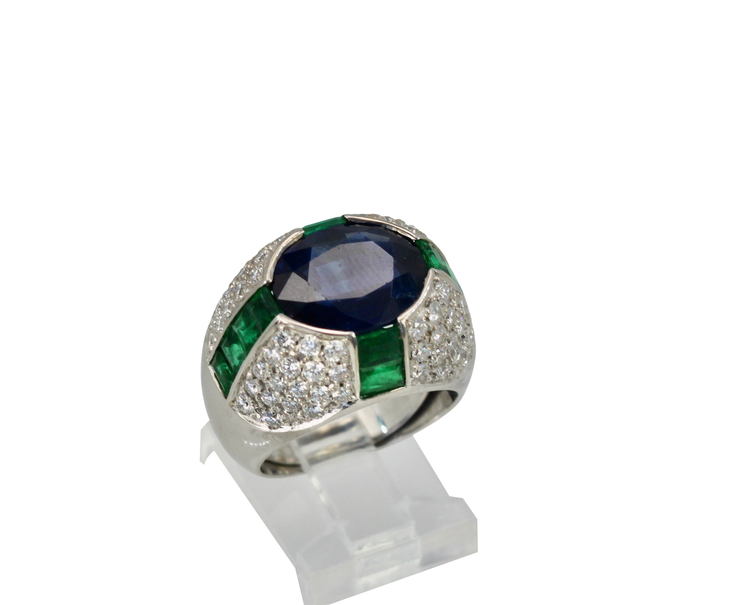Sapphire Emerald Diamond Ring