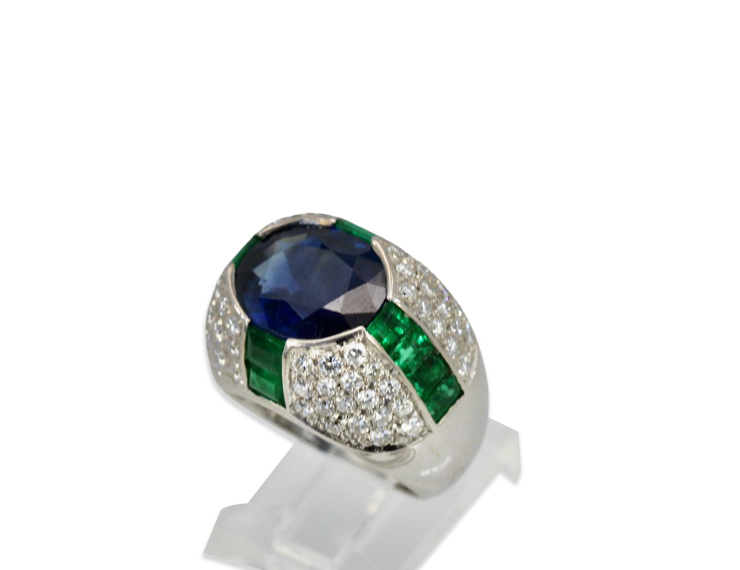 Bulgari Trombino Sapphire Emerald Diamond Ring