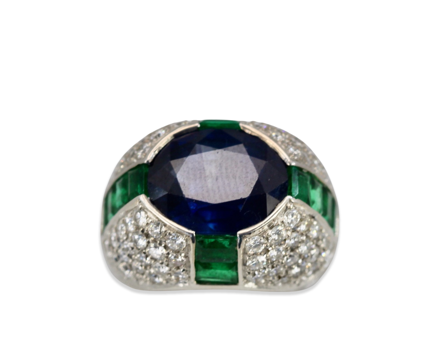 Sapphire Emerald Diamond Ring