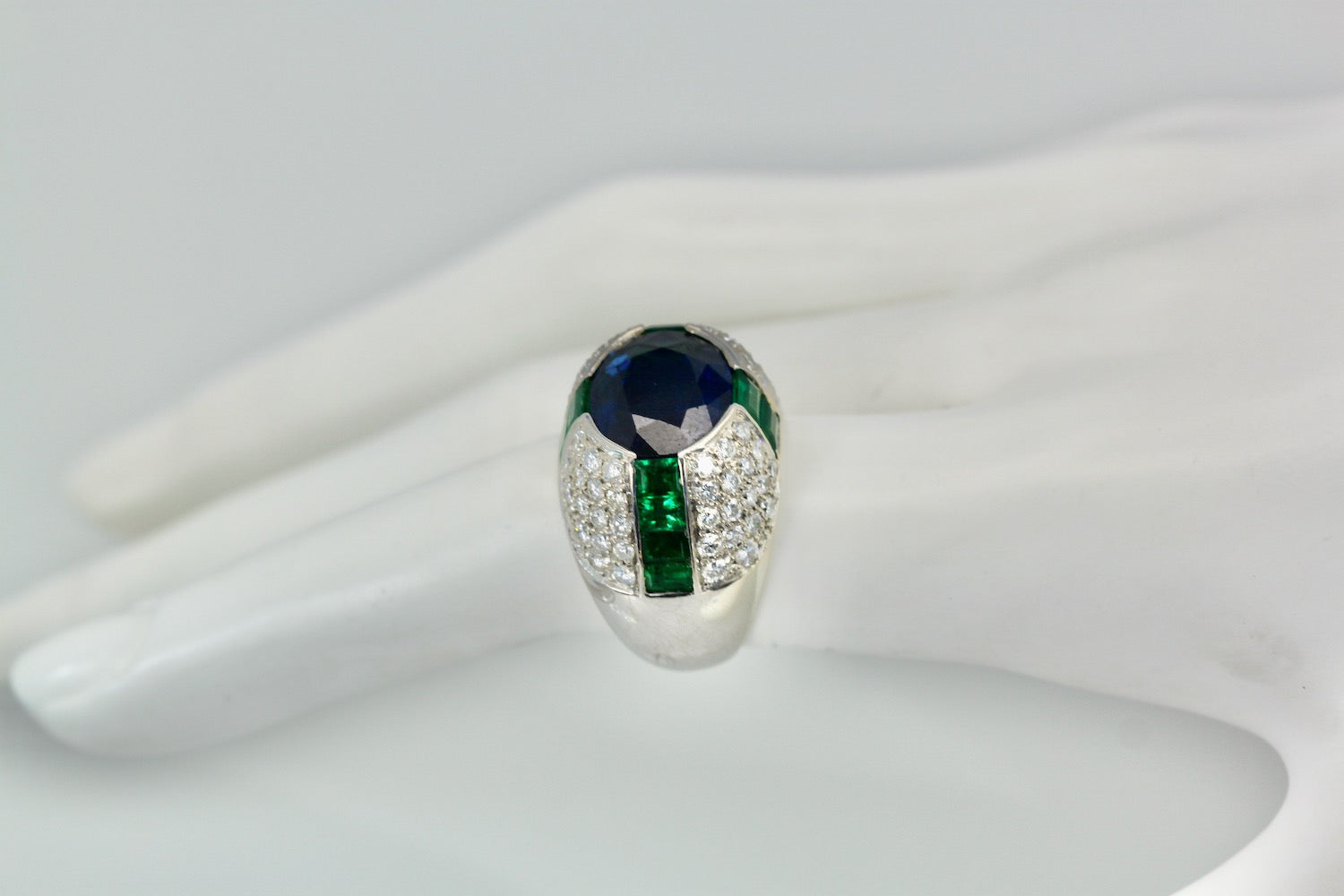 Bulgari Trombino Sapphire Emerald Diamond Ring