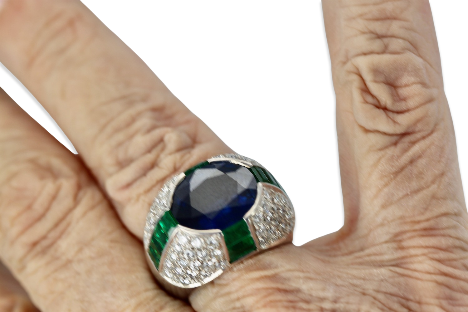 Bulgari Trombino Sapphire Emerald Diamond Ring