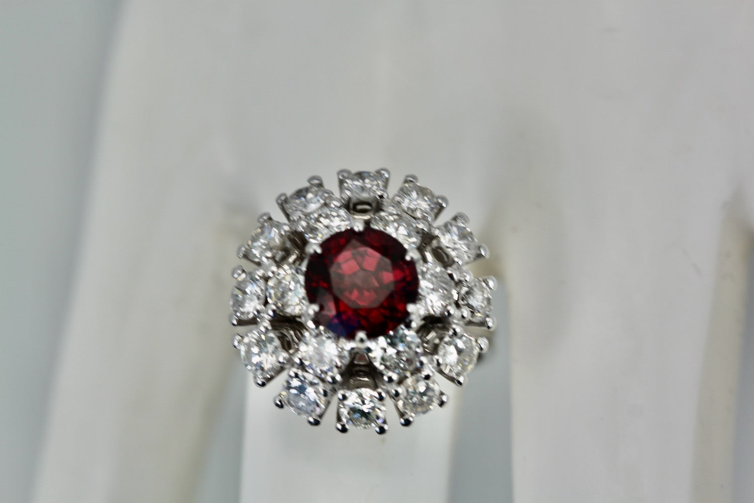 Natural Garnet Rhodolite Diamond Ring