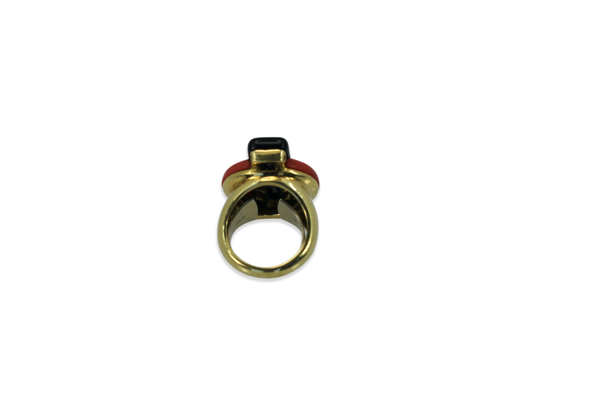 Art deco coral ring, 18K gold