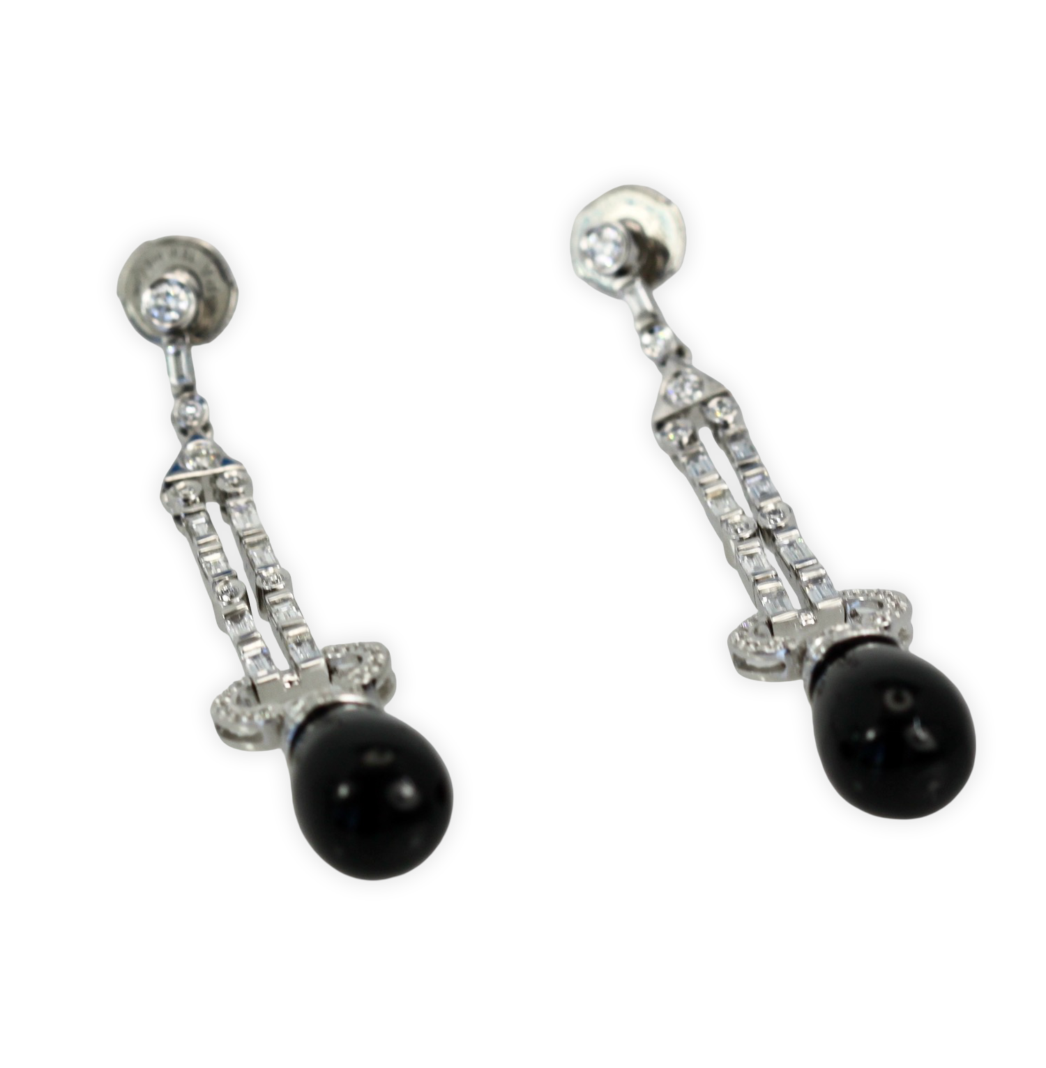 Onyx Diamond Long Earrings 18K