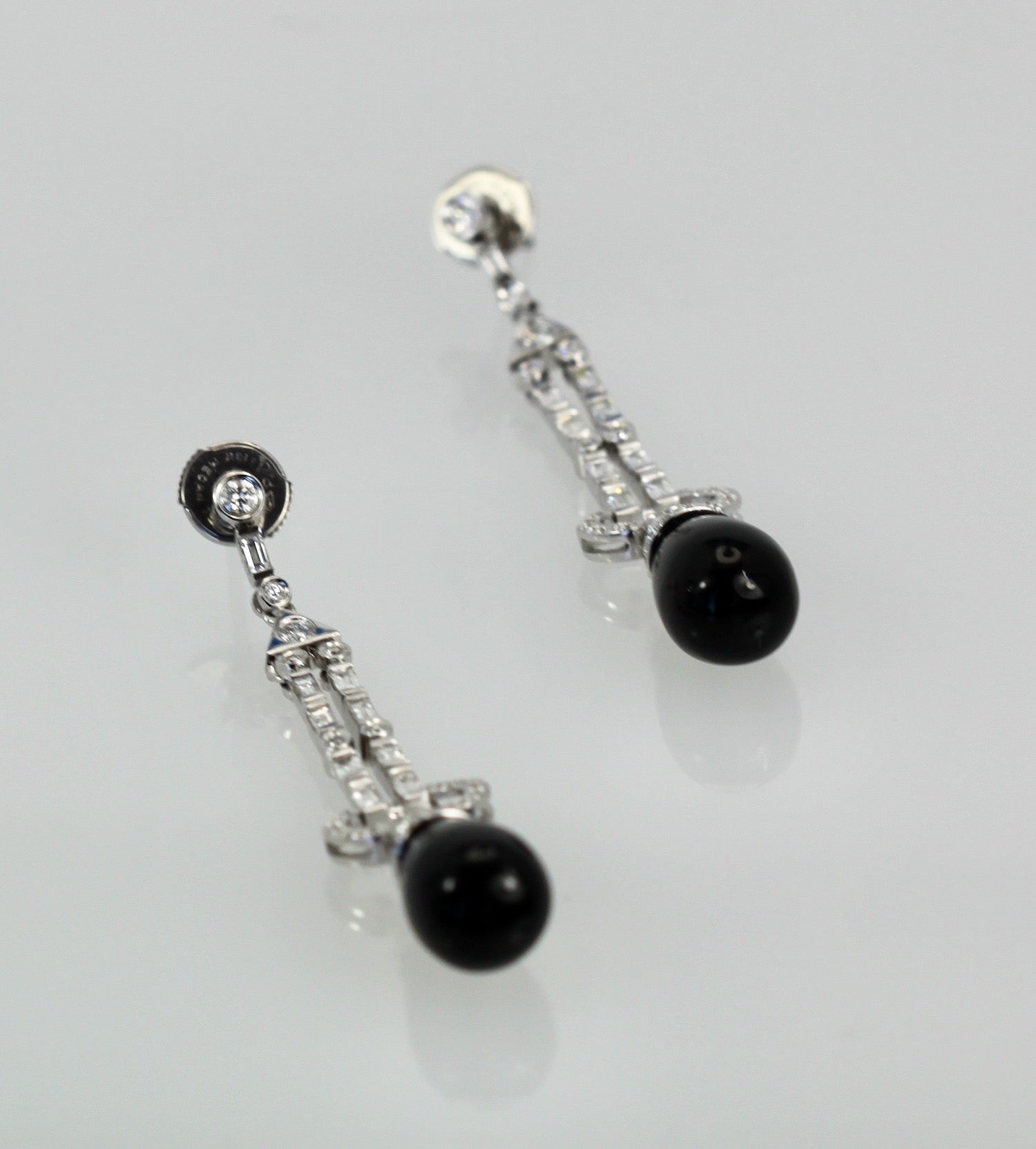 Onyx Diamond Long Earrings 18K
