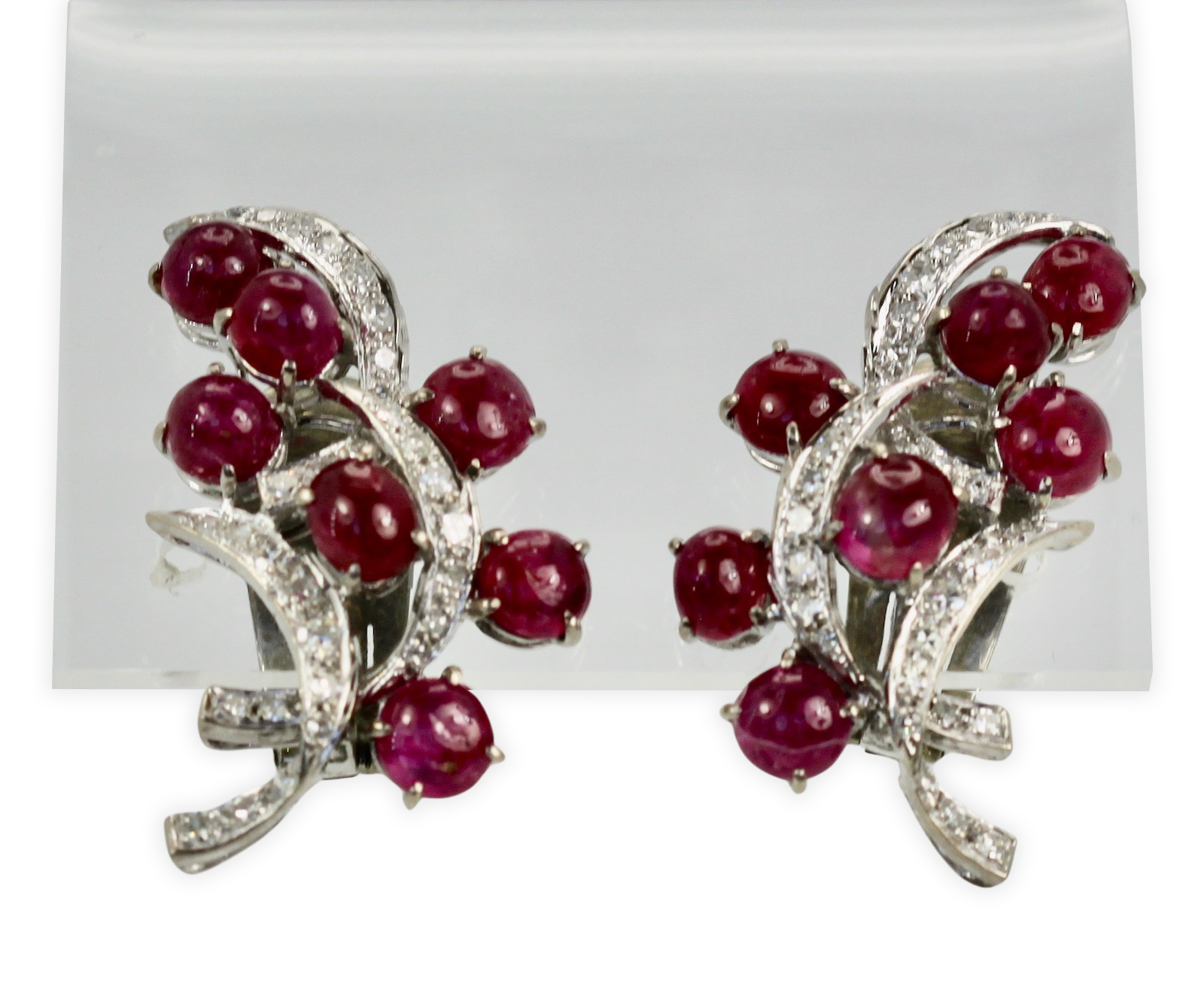 Burma Ruby Diamond Earrings 14K