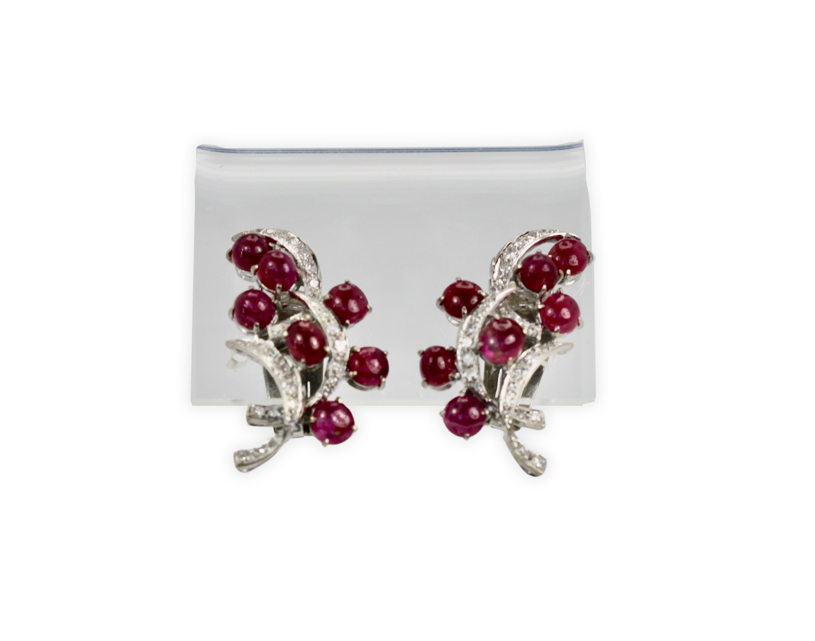 Burma Ruby Diamond Earrings 14K