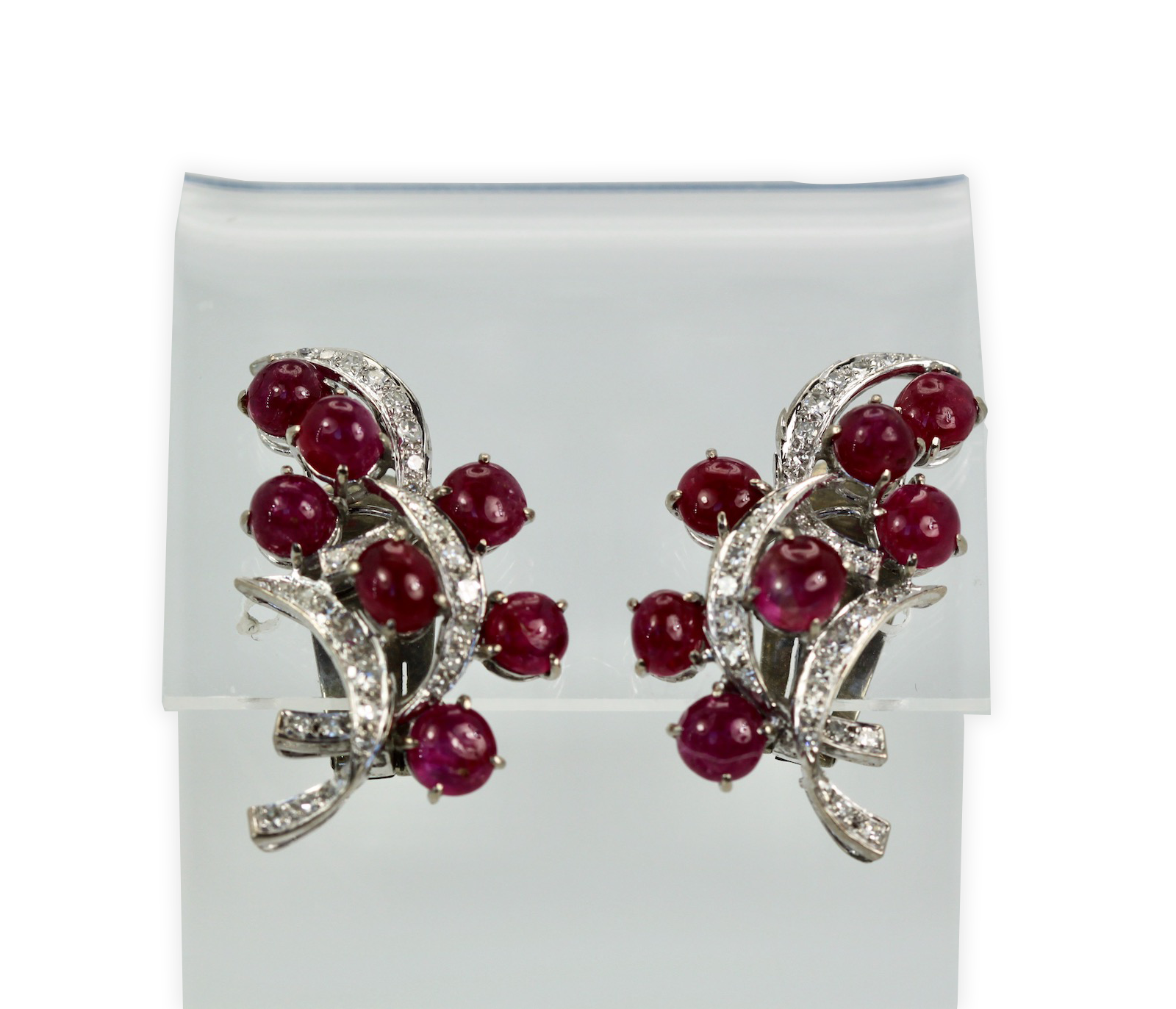 Burma Ruby Diamond Earrings 14K