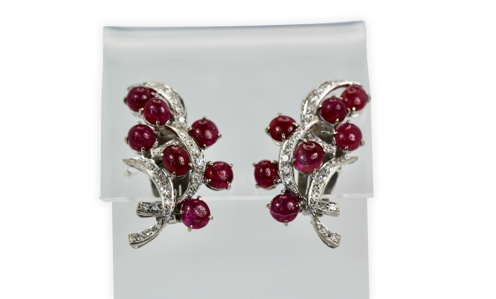 Burma Ruby Diamond Earrings 14K