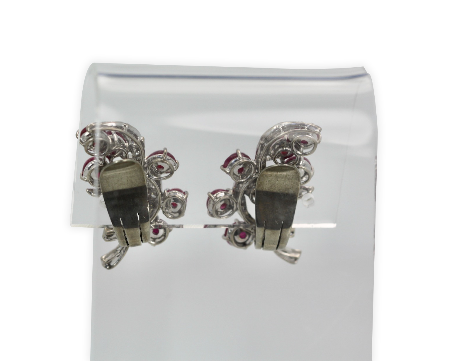 Burma Ruby Diamond Earrings 14K