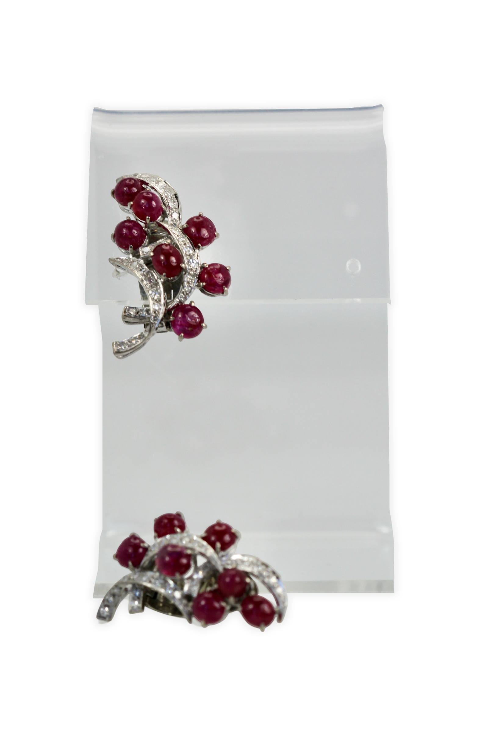 Burma Ruby Diamond Earrings 14K