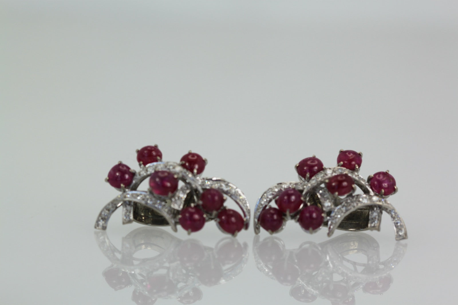 Burma Ruby Diamond Earrings 14K
