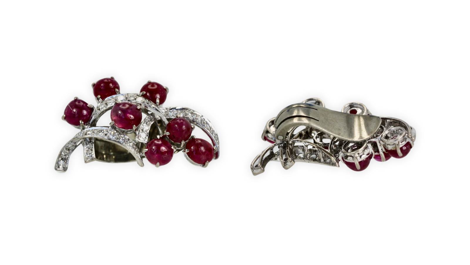 Burma Ruby Diamond Earrings 14K