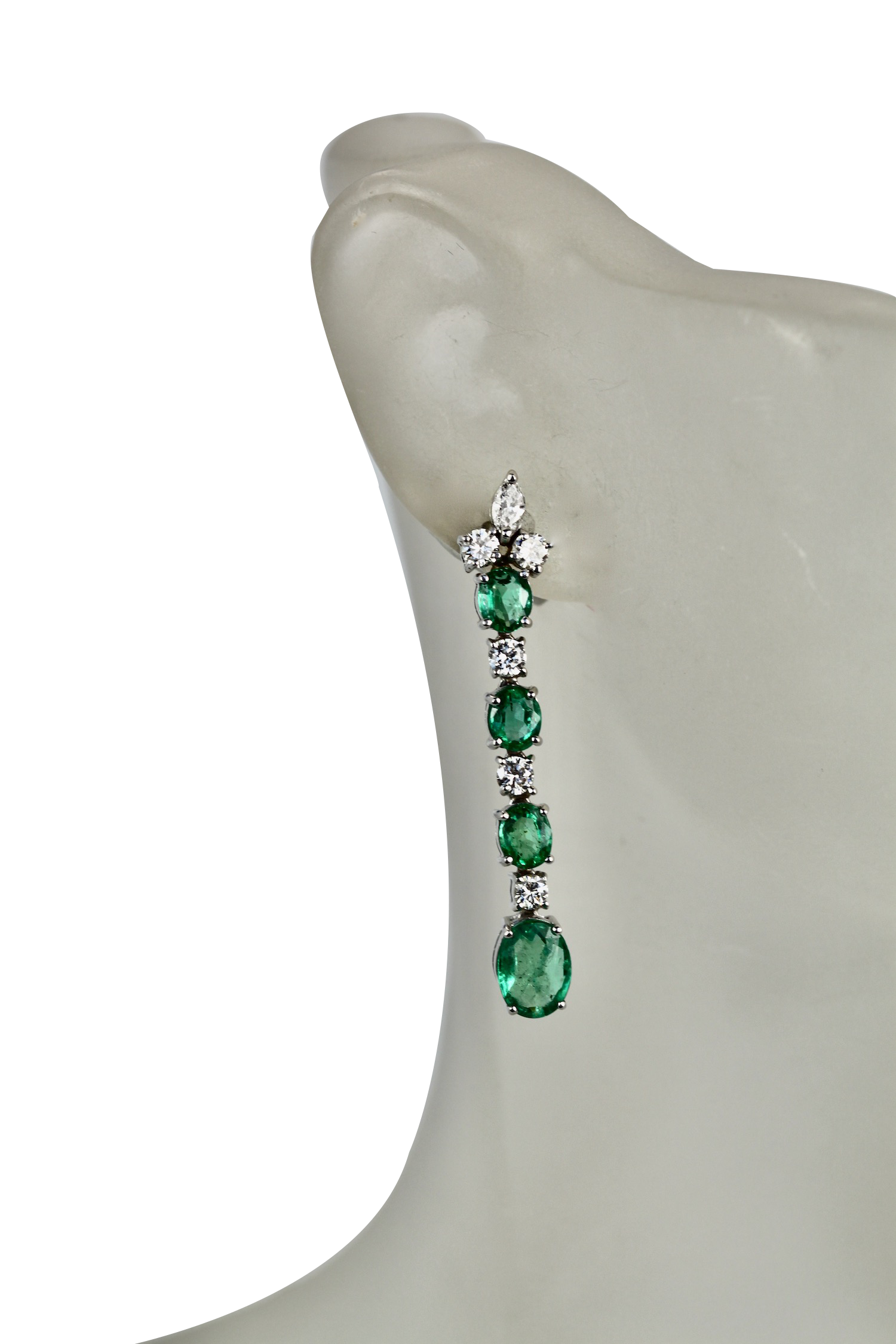 Emerald Drop Dangle Earrings 18K