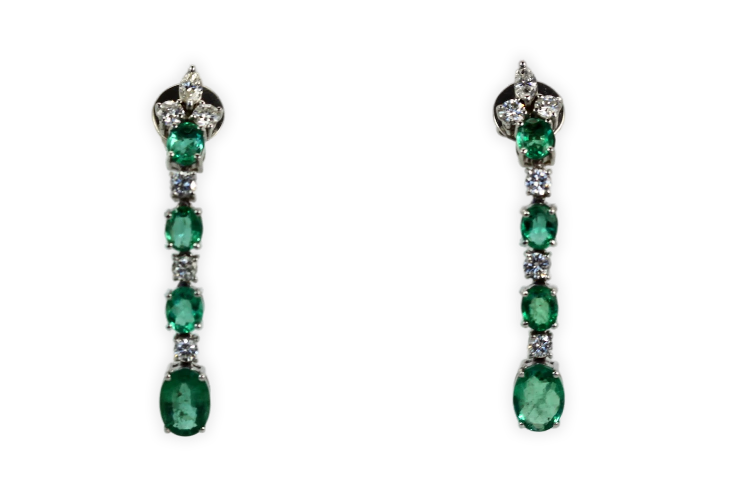 Emerald Drop Dangle Earrings 18K