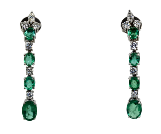 Emerald Drop Dangle Earrings 18K
