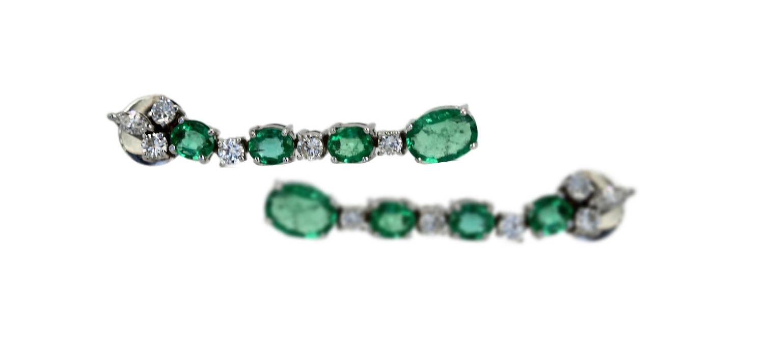 Emerald Drop Dangle Earrings 18K